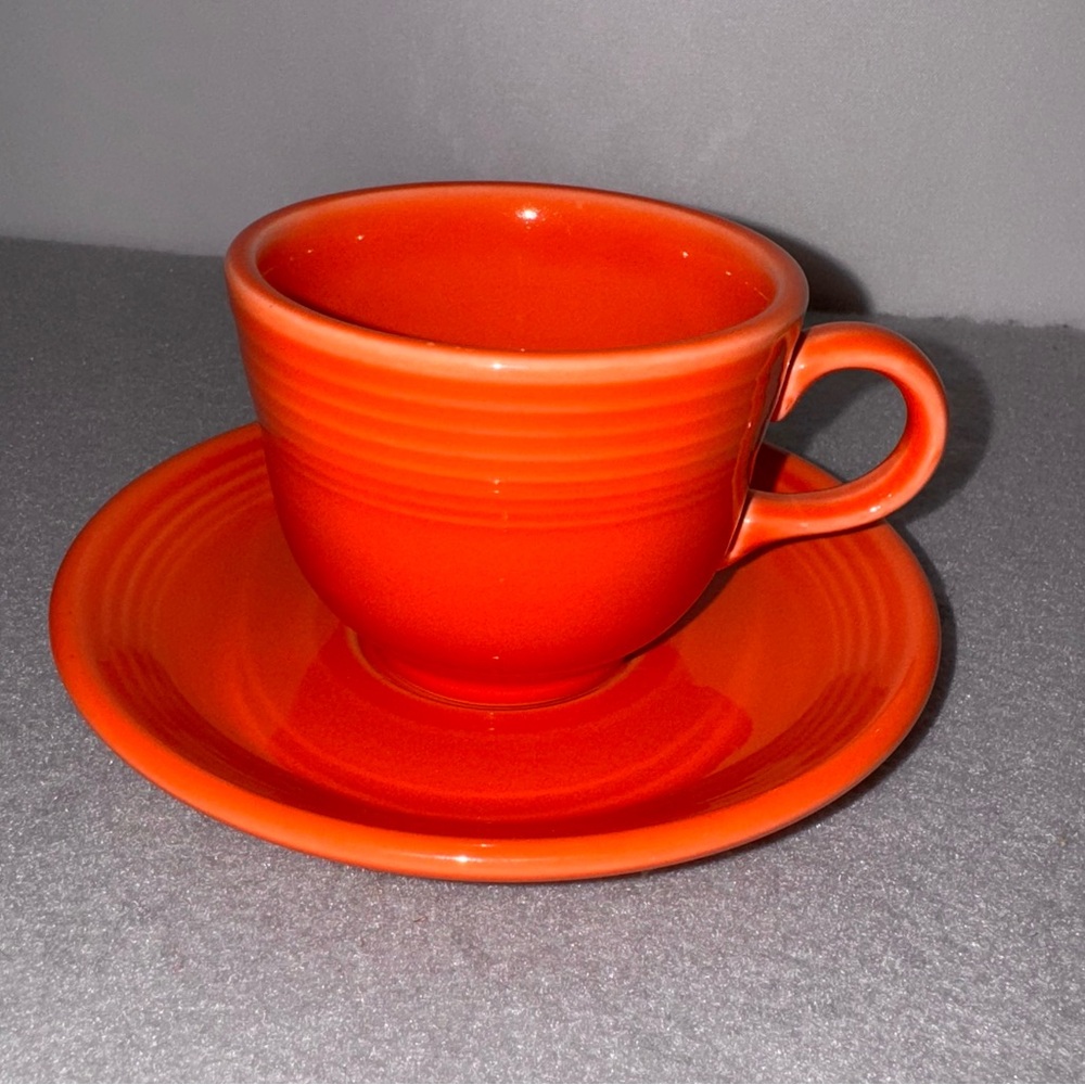 Fiestaware Orange Cup and Saucer Set